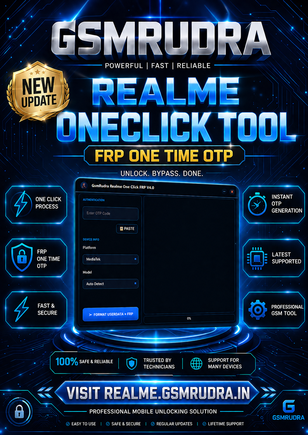GsmRudraRealme OneClick Tool FRP OneTime Otp